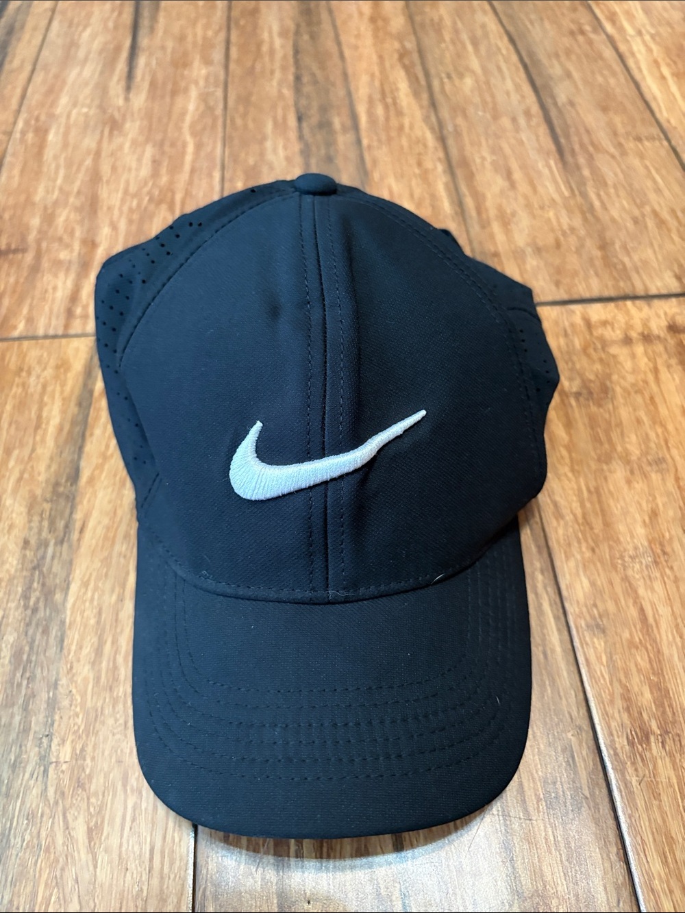 Nike Golf Youth Hat Ultralight Perforated Adjustable Black with White Swoosh